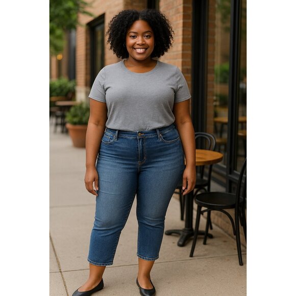 Torrid Premium Sky High Skinny Jeans Blue Size 24W Cropped - Picture 1 of 7